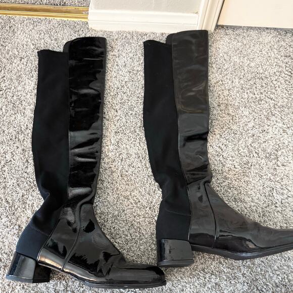 Stuart Weitzman Black Patent Leather 5050 Over the Knee Boots - Picture 6 of 10